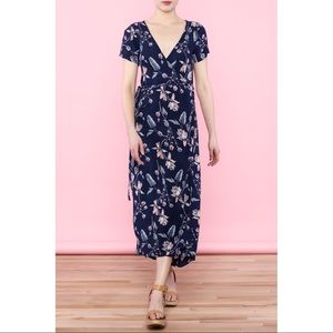 Billabong Wrap Me Up Navy Blue Floral Midi Dress